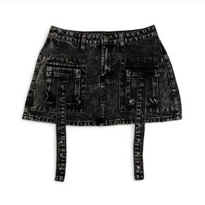 Fashion Nova Black and Gray Denim Skirt